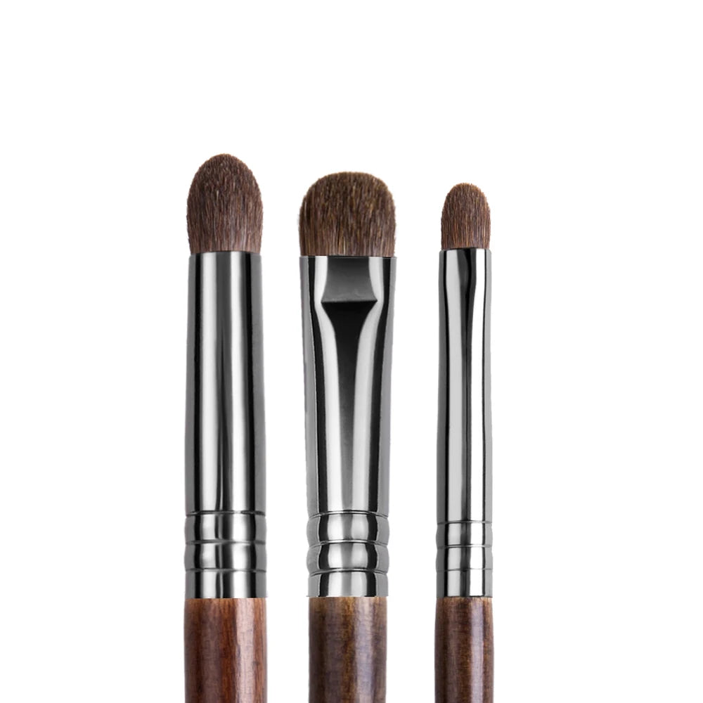 3-Piece Eyeshadow Brush Set – Goat Hair Tapered Blending Tools