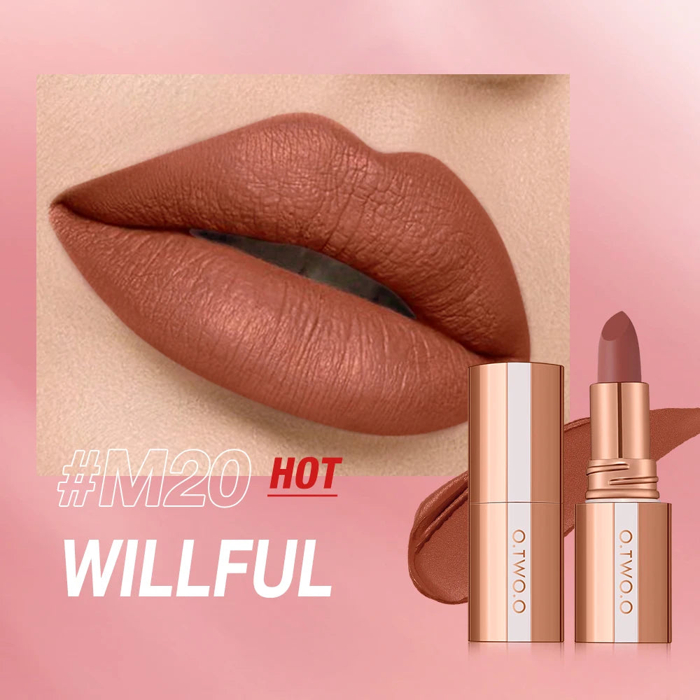 O.TWO.O Matte Lipstick Set – 8 Colors, Waterproof, Non-Stick, Velvet Finish