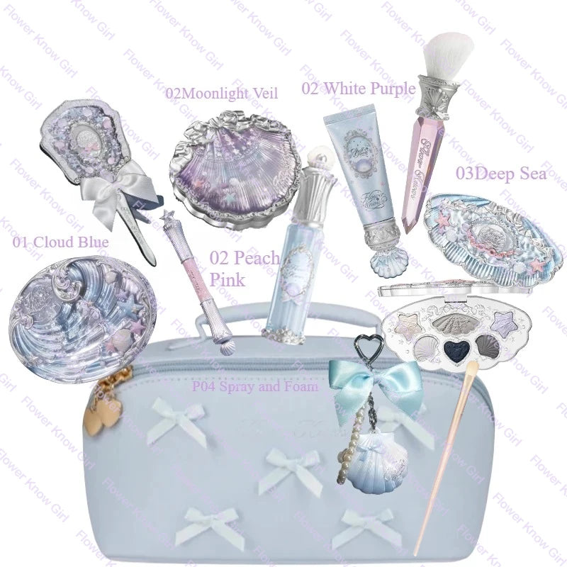 Flower Knows Shell Pearl Makeup Gift Box – Lip Gloss, Primer, Eyeshadow, Blush & Lipstick