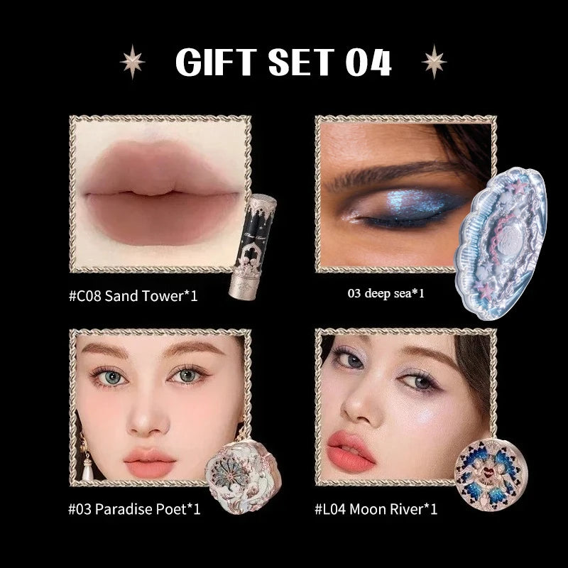 Flower Knows Little Angel Makeup Gift Set – Eyeshadow, Blush, Lipstick & Highlighter All-in-One Kit