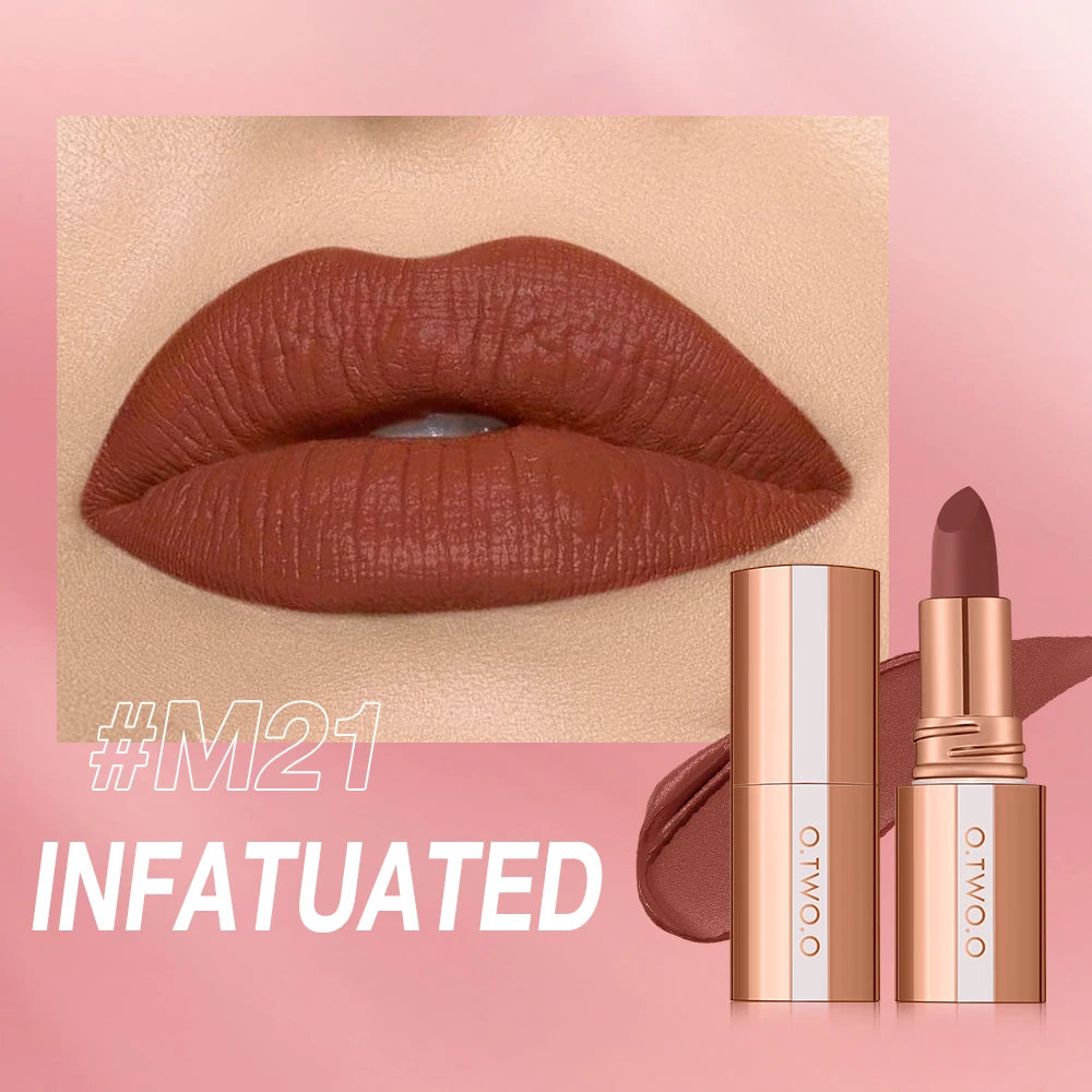 O.TWO.O Matte Lipstick Set – 8 Colors, Waterproof, Non-Stick, Velvet Finish