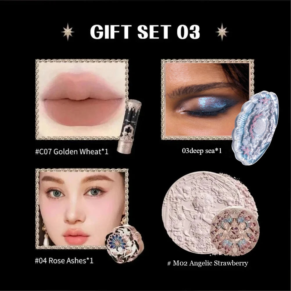 Flower Knows Little Angel Makeup Gift Set – Eyeshadow, Blush, Lipstick & Highlighter All-in-One Kit