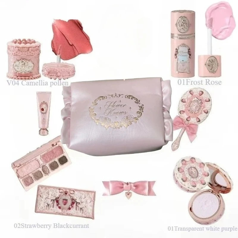 Flower Knows Strawberry Cupid Makeup Gift Set – Lip Mud, Blush & Face Palette