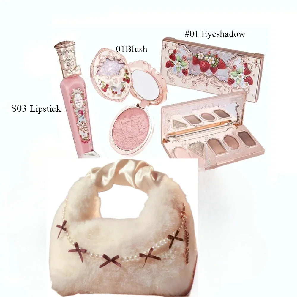 Flower Knows Makeup Gift Set – Eyeshadow, Blush, Lip Cream & Bag