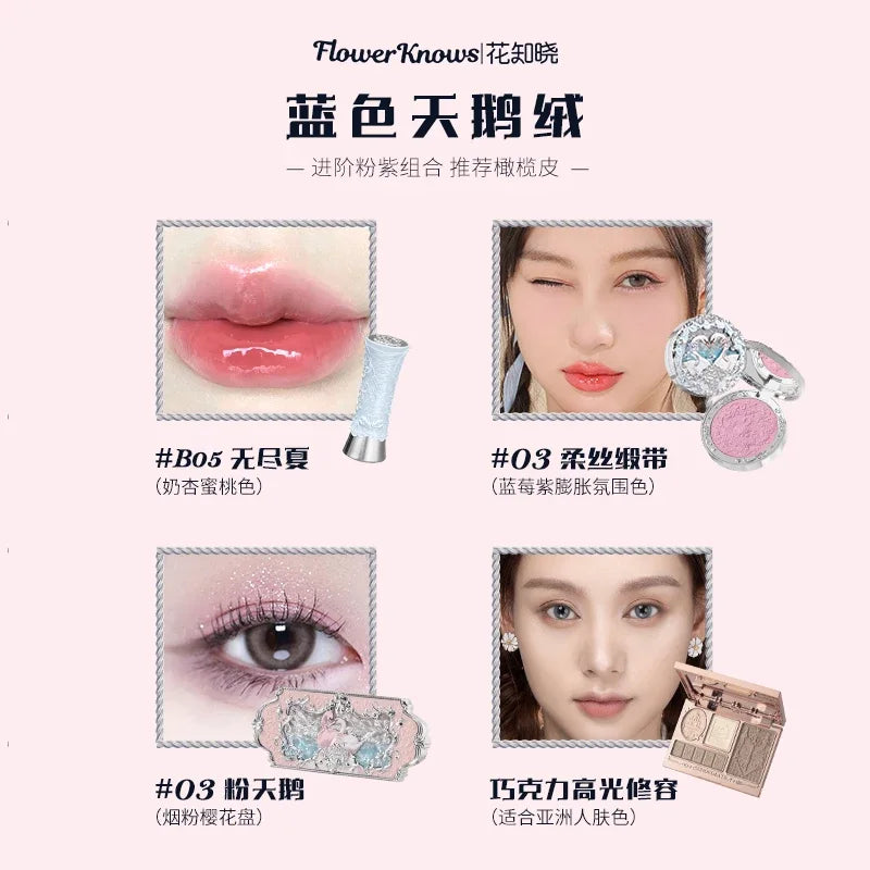 Flower Knows Swan Ballet Round Dance Makeup Gift Box – Lip Glaze & Blush Set