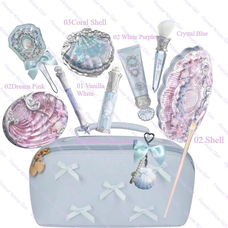 Flower Knows Shell Pearl Makeup Gift Box – Lip Gloss, Primer, Eyeshadow, Blush & Lipstick