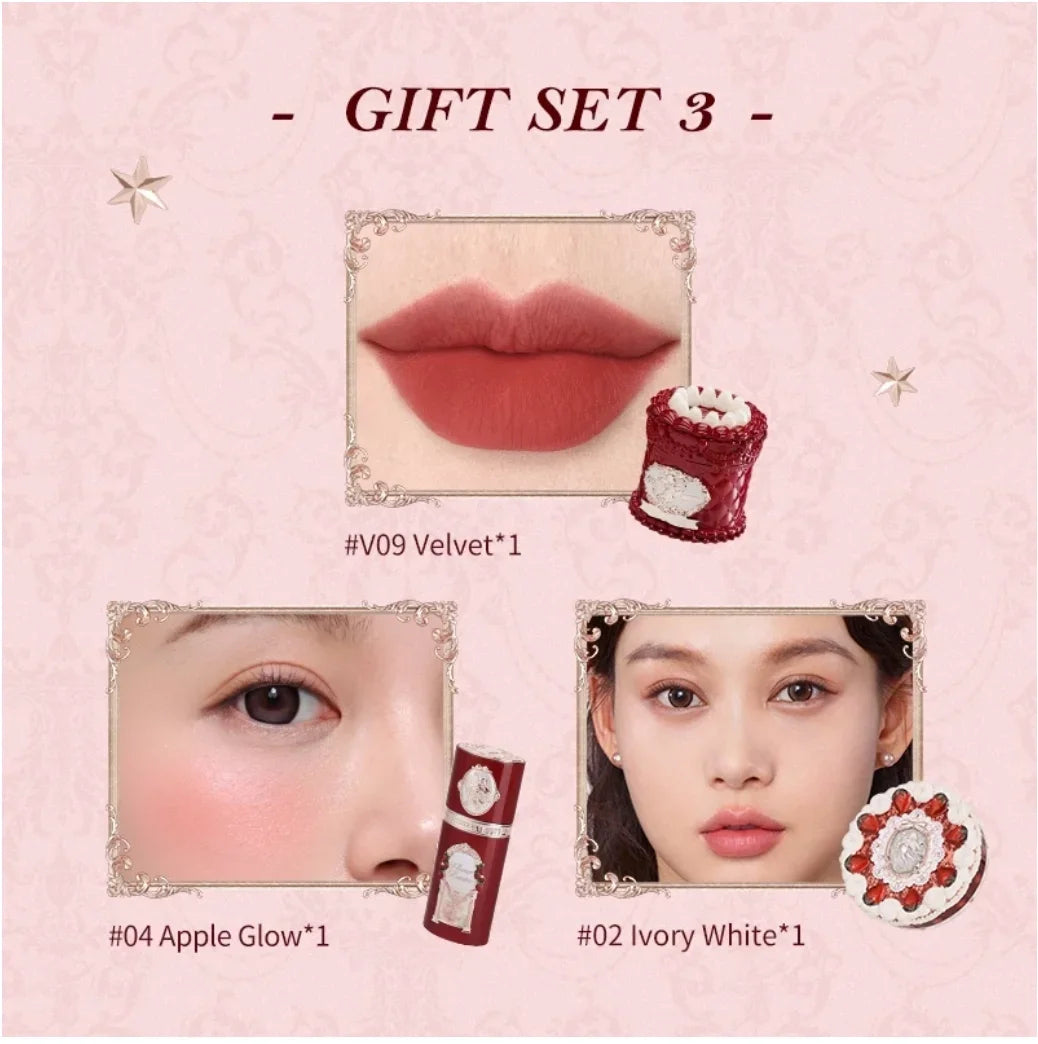 Flower Knows Strawberry Cupid Makeup Set – Blush & Velvet Matte Lipstick