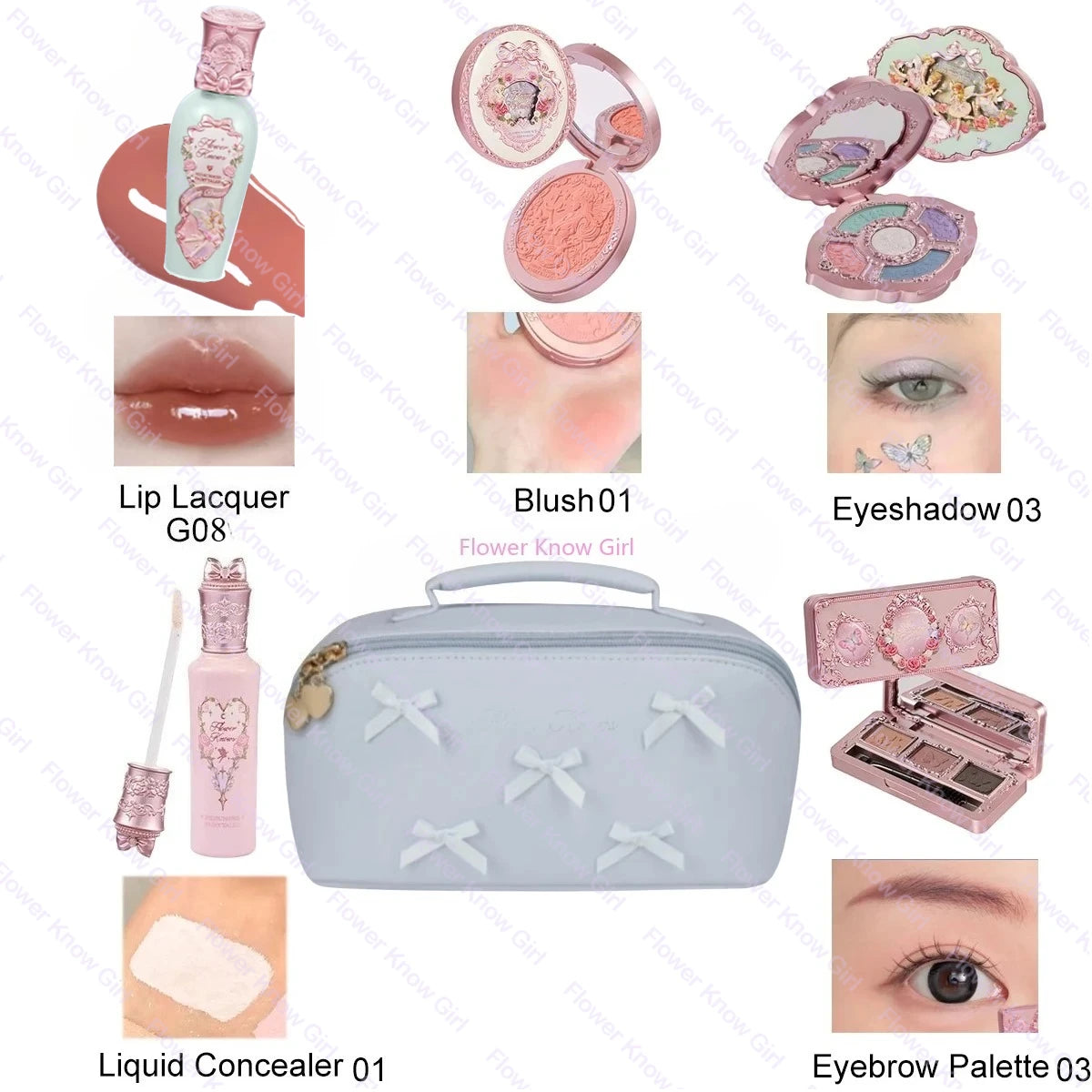 Flower Knows Fairytale Makeup Set – Blush, Lip Gloss & Shimmer Eyeshadow