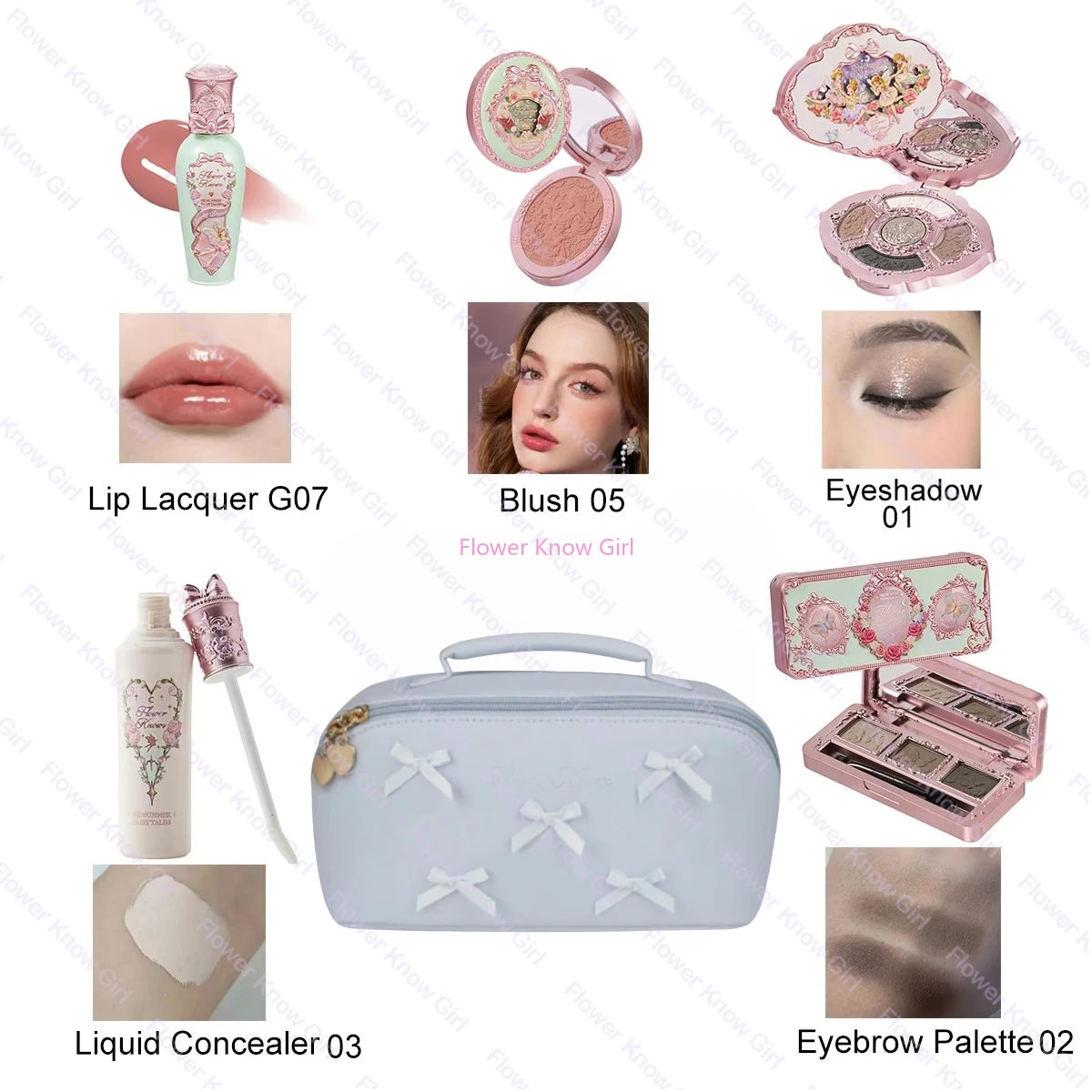 Flower Knows Fairytale Makeup Set – Blush, Lip Gloss & Shimmer Eyeshadow