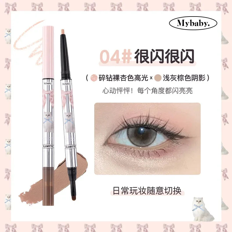 FLORTTE 2-in-1 Highlight & Contour Pen- Eyebrow, Silkworm, Shadow