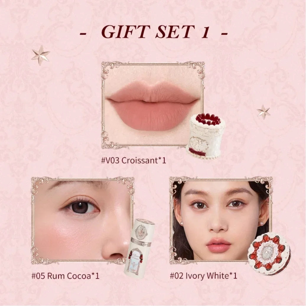 Flower Knows Strawberry Cupid Makeup Set – Blush & Velvet Matte Lipstick
