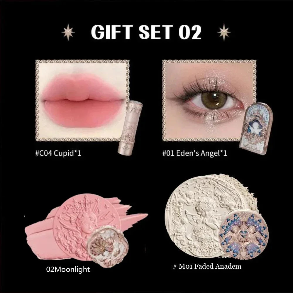 Flower Knows Little Angel Makeup Gift Set – Eyeshadow, Blush, Lipstick & Highlighter All-in-One Kit