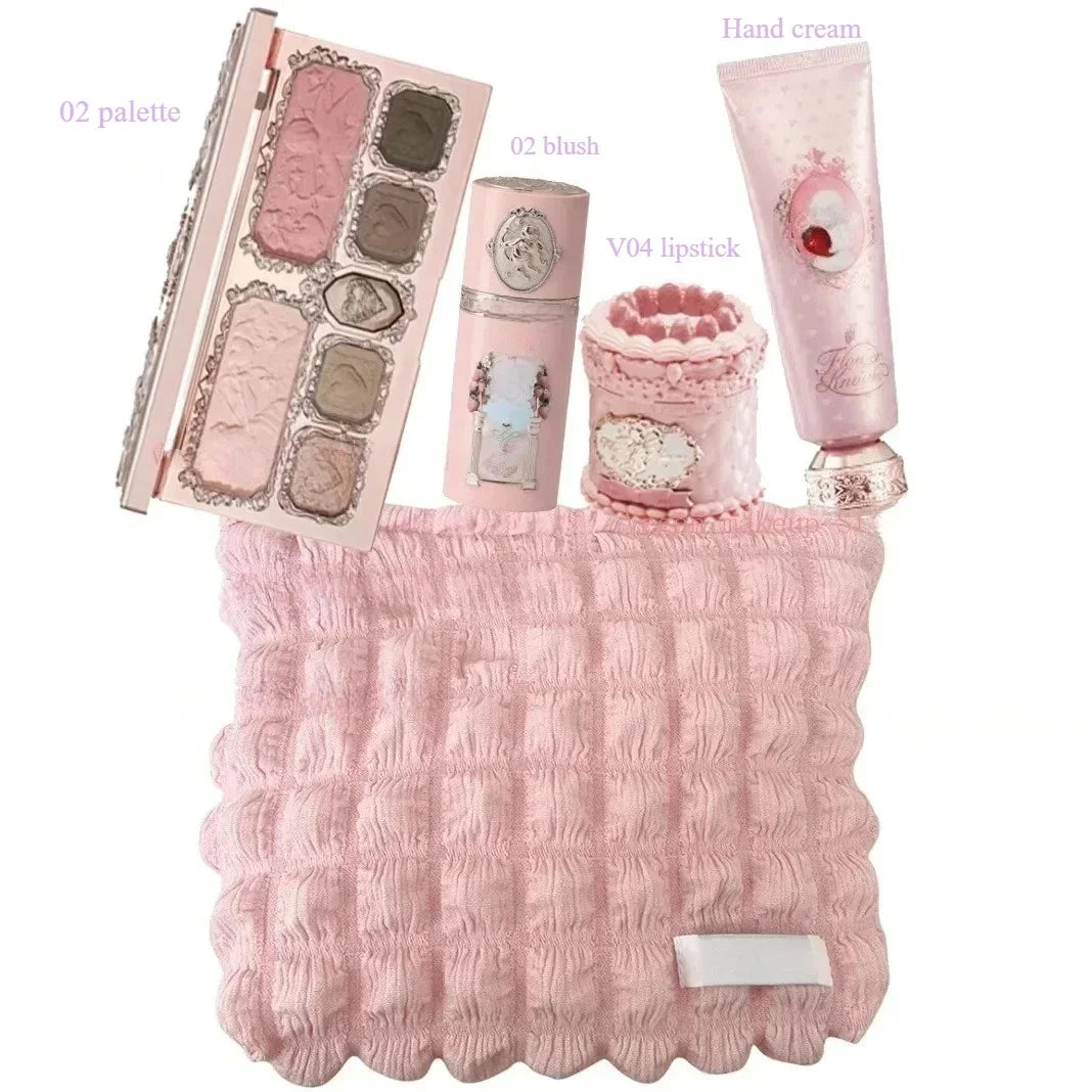 Flower Knows Strawberry Cupid Makeup Gift Box – 9-Piece Set with Eyeshadow, Blush & Lip Clay