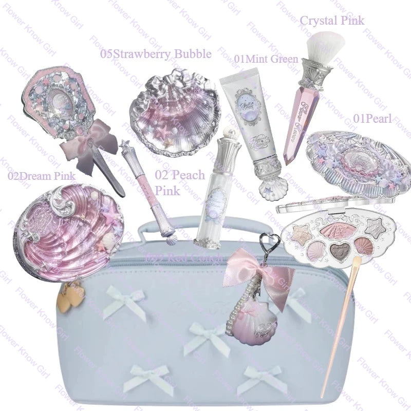 Flower Knows Shell Pearl Makeup Gift Box – Lip Gloss, Primer, Eyeshadow, Blush & Lipstick