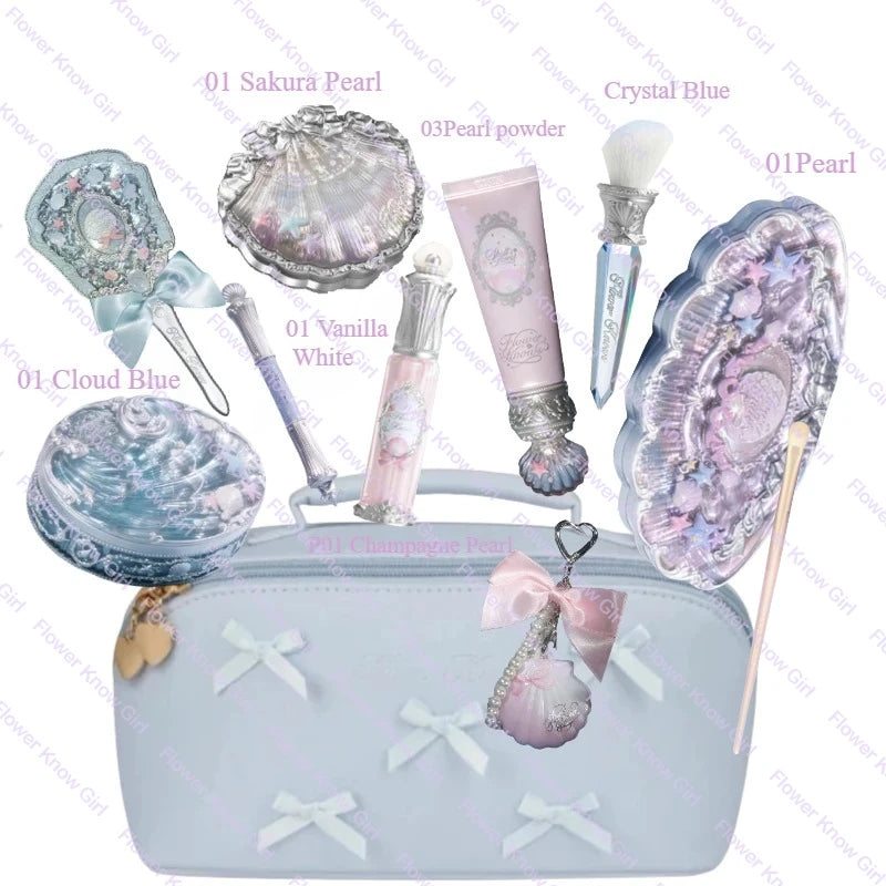 Flower Knows Shell Pearl Makeup Gift Box – Lip Gloss, Primer, Eyeshadow, Blush & Lipstick