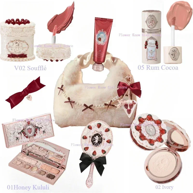 Flower Knows Strawberry Cupid Makeup Gift Box – 9-Piece Set with Eyeshadow, Blush & Lip Clay