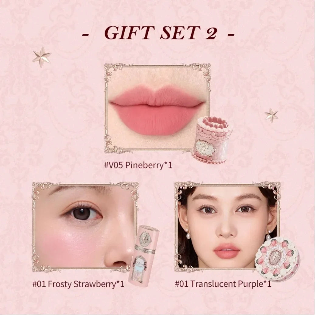 Flower Knows Strawberry Cupid Makeup Set – Blush & Velvet Matte Lipstick