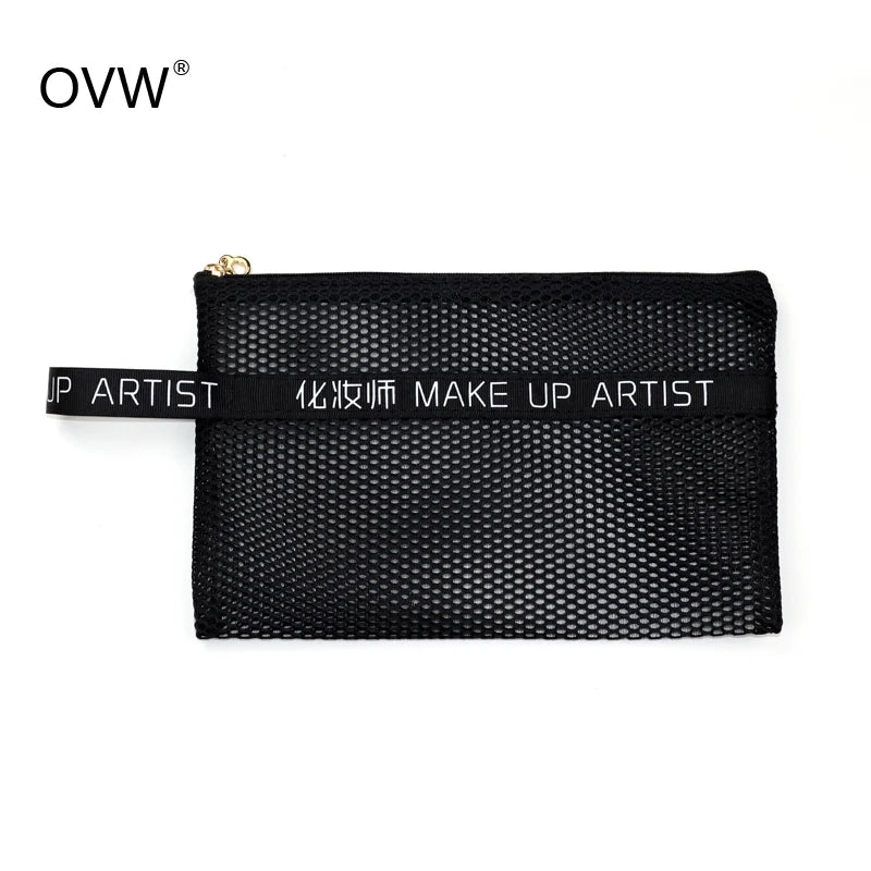 Portable Makeup Brush Bag – Zippered Nylon Holder for Cosmetics