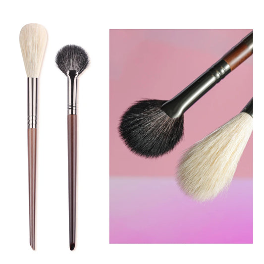 2PCS Flame-Shaped Highlight Brush Set – Soft Goat Hair Face Tools