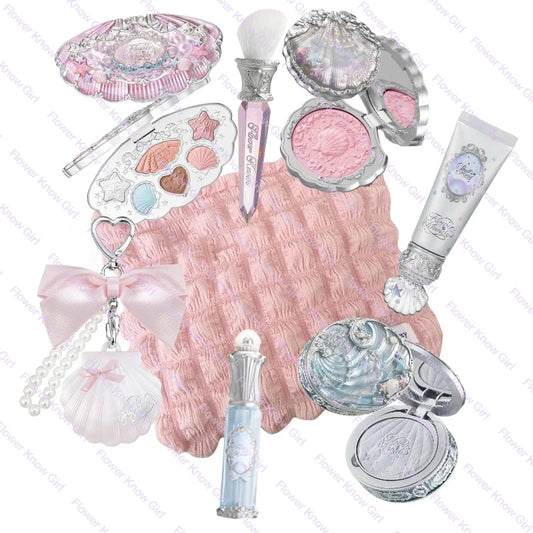 Flower Knows Shell's Jewel Makeup Kit – Full Face Set with Blush, Eyeshadow, Lip Cream & Highlighter