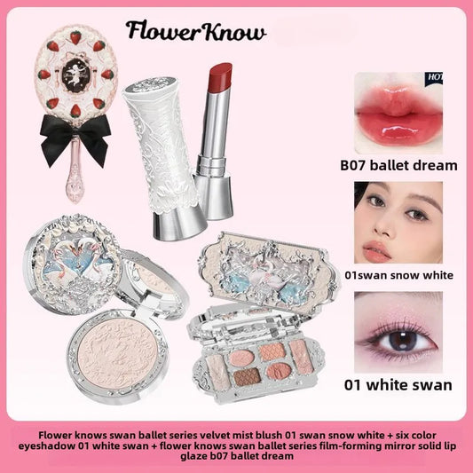 Flower Knows Swan Ballet Makeup Gift Set – Lipstick, Blush, Eyeshadow & Mirror