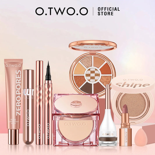 O.TWO.O 9-Piece Full Makeup Set – Primer, Powder, Mascara, Eyeliner, Brow Tint, Lipstick & Eyeshadow