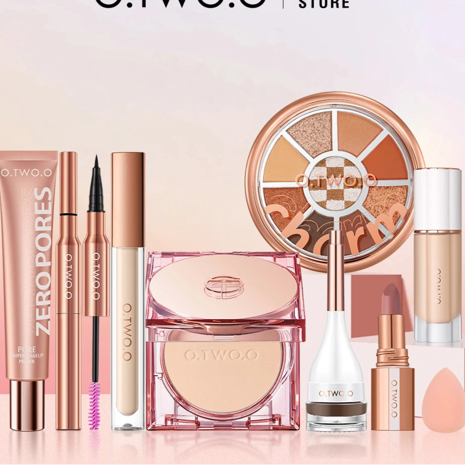 O.TWO.O 9-Piece Full Makeup Set – Primer, Powder, Mascara, Eyeliner, Brow Tint, Lipstick & Eyeshadow
