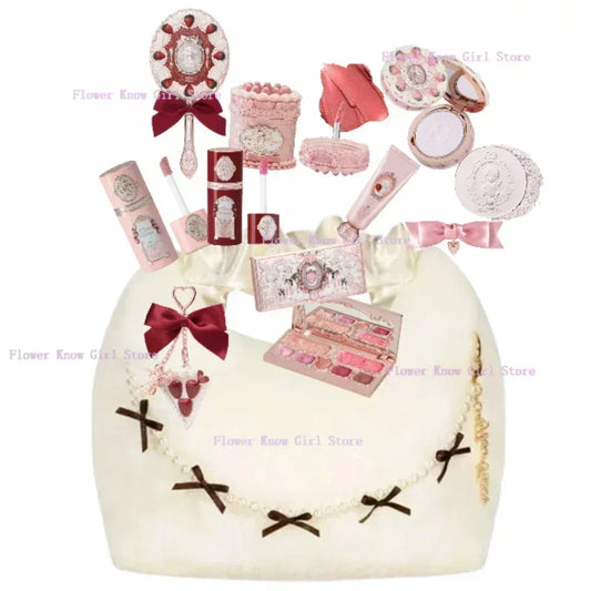 Flower Knows Strawberry Cupid Makeup Gift Box – 9-Piece Set with Eyeshadow, Blush & Lip Clay