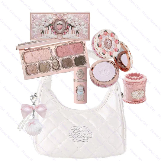 Flower Knows Strawberry Cupid Makeup Set – Full Kit Gift Box with Eyeshadow, Lip Cream, Blush & Powder