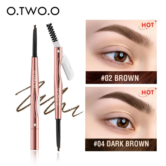 O.TWO.O 3-in-1 Eyebrow Pencil – Precise, Waterproof, Natural Look with Trimmer (4 Brown Shades)