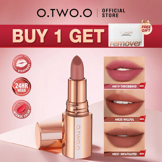 O.TWO.O Matte Lipstick Set –  8 Colors, Waterproof, Non-Stick, Velvet Finish
