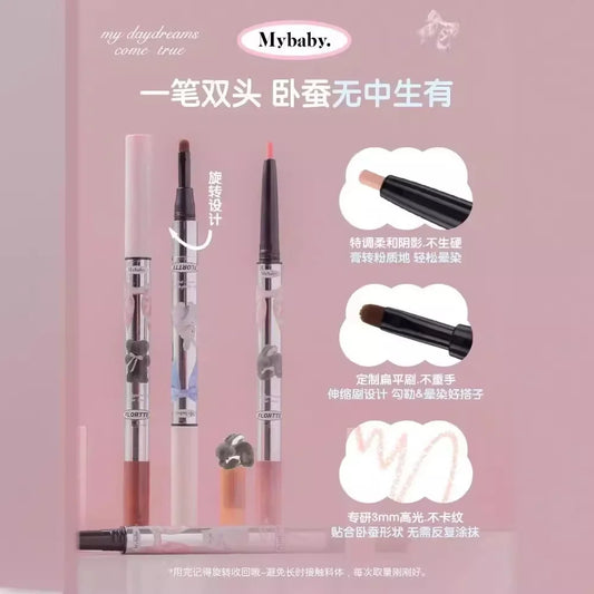 FLORTTE 2-in-1 Highlight & Contour Pen- Eyebrow, Silkworm, Shadow