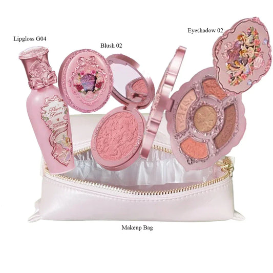 Flower Knows Makeup Gift Set – Eyeshadow, Blush, Lip Cream & Bag