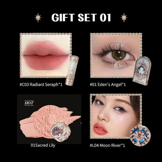 Flower Knows Little Angel Makeup Gift Set – Eyeshadow, Blush, Lipstick & Highlighter All-in-One Kit