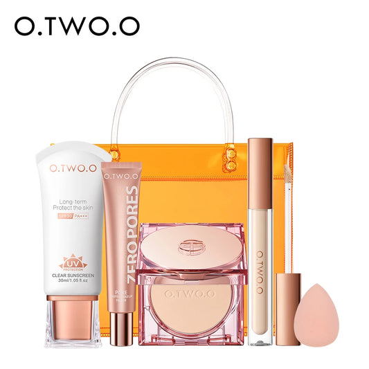 O.TWO.O 6-Piece Makeup Set – Primer, Concealer, Sunscreen SPF30+, Setting Powder Kit