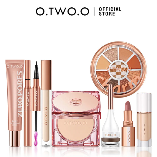 O.TWO.O 9-Piece Full Makeup Set – Primer, Powder, Mascara, Eyeliner, Brow Tint, Lipstick & Eyeshadow